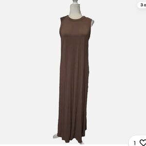 Premise Brown Sleeveless Crew Neck Maxi Gown